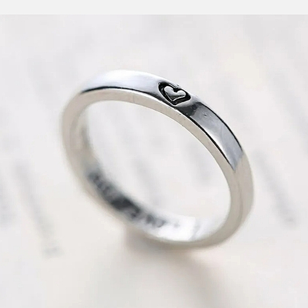 Silver I love you heart band size 7.5 heart ring silver 925 jewlery women's
